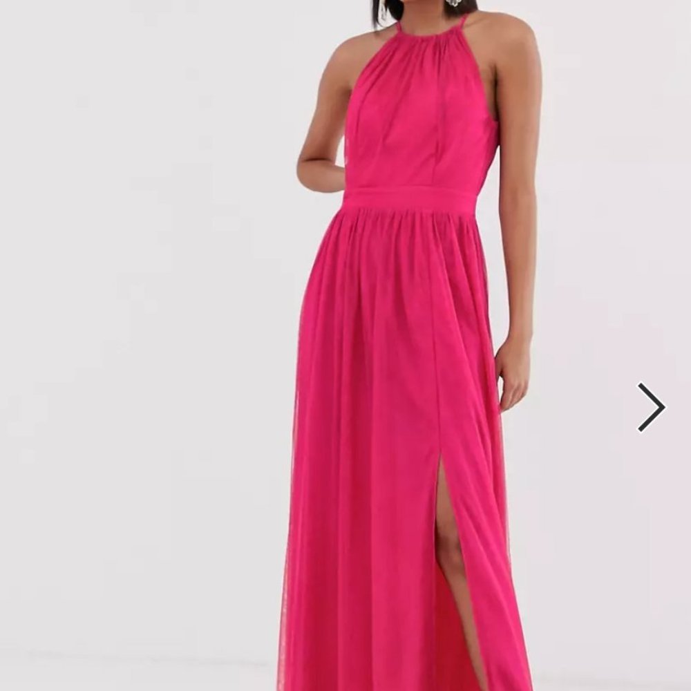 Little Mistress maxi dress in fuschia, US 6, prom, wedding guest